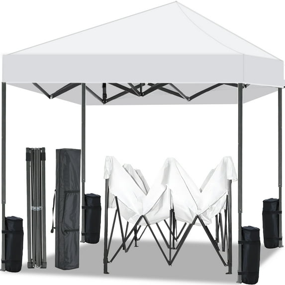 10 x 10ft Pop Up Canopy Tent Easy Setup Outdoor Shade Instant Portable Sun Shelter Canopy Tent for Parties Camping Beach