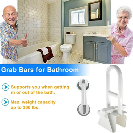 Musment Medical Bathtub Safety Rail with Shower Grab Bar Handle, Modern, White