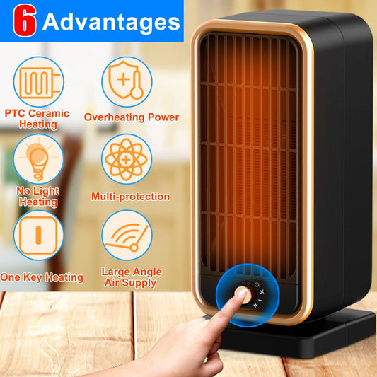 Portable Space Heater, 900W Electric Heater PTC Ceramic Fast Safety Heat for Office Bedroom Home and Indoor