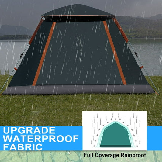 Camping Tent for 3/4 Person Dome Tent with Moisture Proof Picnic Mat, Easy Setup, Waterproof, Portable Tent for Outdoor Camping