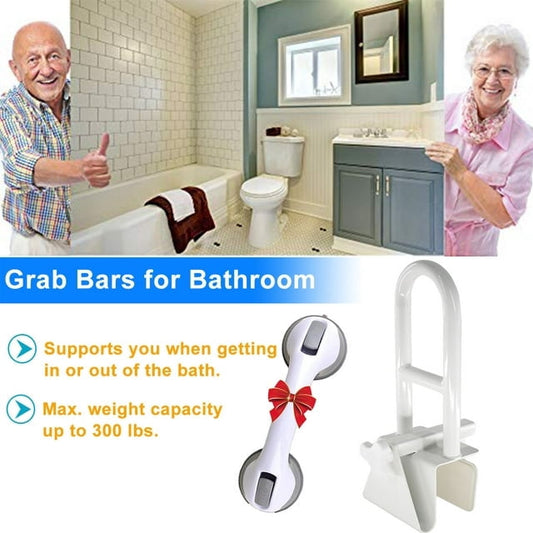 Adjustable Bathtub Safety Rail Shower Bathtub Grab Bar Handle,Tub Grab Bar Handle clamp for Elderly, Seniors & Handicapped