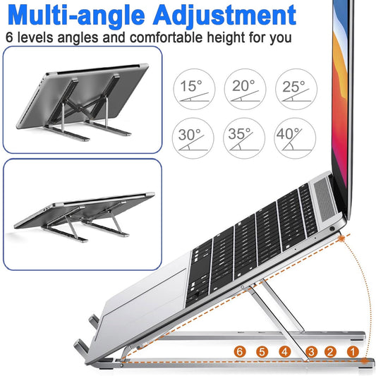 Laptop Stand, Adjustable Laptop Notebook Stand Holder, Portable Laptop Riser Compatible with MacBook Air Pro HP Dell XPS Lenovo All Laptops