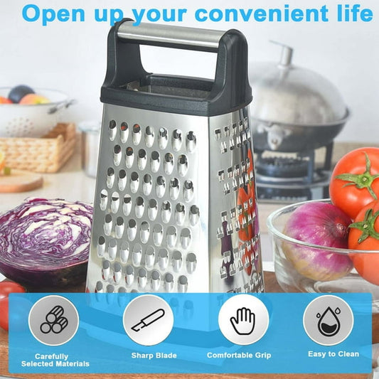 Cheese Grater Stainless Steel Cheese Grater with HandleMulti-functional Box Grater with Detachable Storage Container, Graters For Kitchen