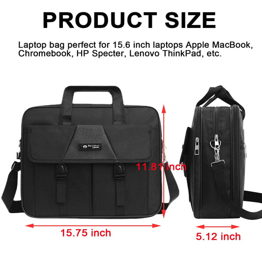 Laptop Bag, 15.6" Classic Slim Business Briefcase，Water Resistant Messenger Shoulder Bag with Strap, Durable Office Bag,Computer Bag Work Office Travel,Black