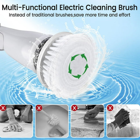 Musment Electric Spin Scrubber, Cordless Bath Tub Power Scrubber with Long Handle & 4 Replaceable Heads, Detachable as Short Handle, Shower Cleaning Brush Household Tools for Bathroom & Tile Floor