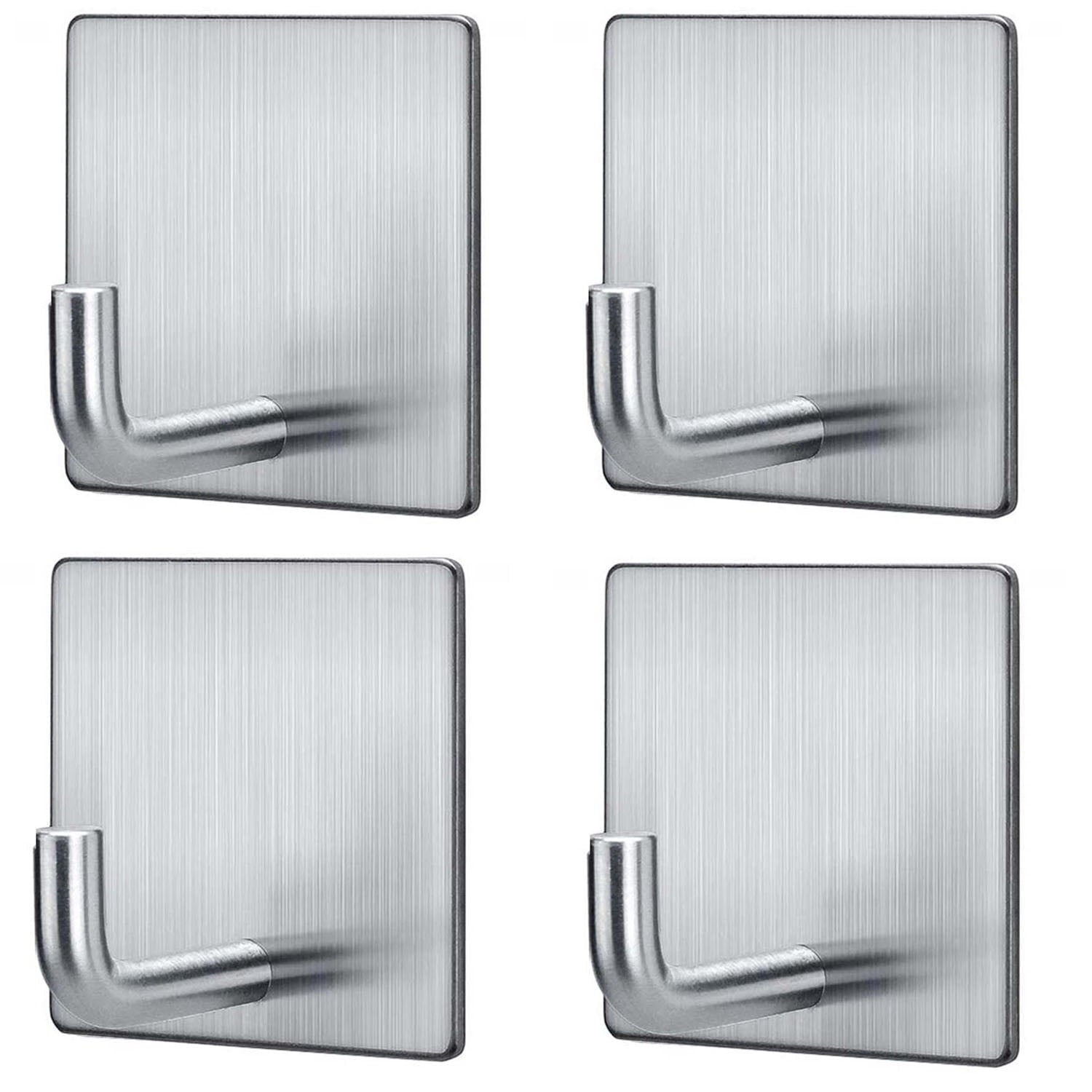 Adhesive Towel Hooks Wall Hooks, Bathroom Wall Aluminum Hooks (4 Pack )