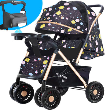 Baby Stroller,Pushchair Stroller with Organizer Bag,Folding Travel System Stroller & Bassinet Stroller