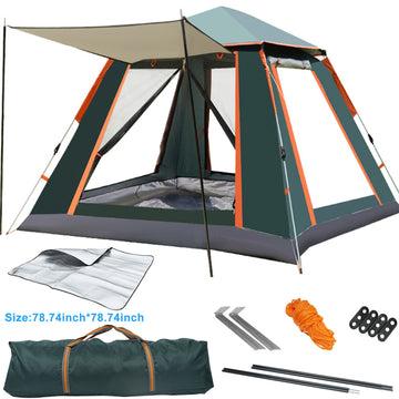 Camping Tent for 3/4 Person Dome Tent with Moisture Proof Picnic Mat, Easy Setup, Waterproof, Portable Tent for Outdoor Camping