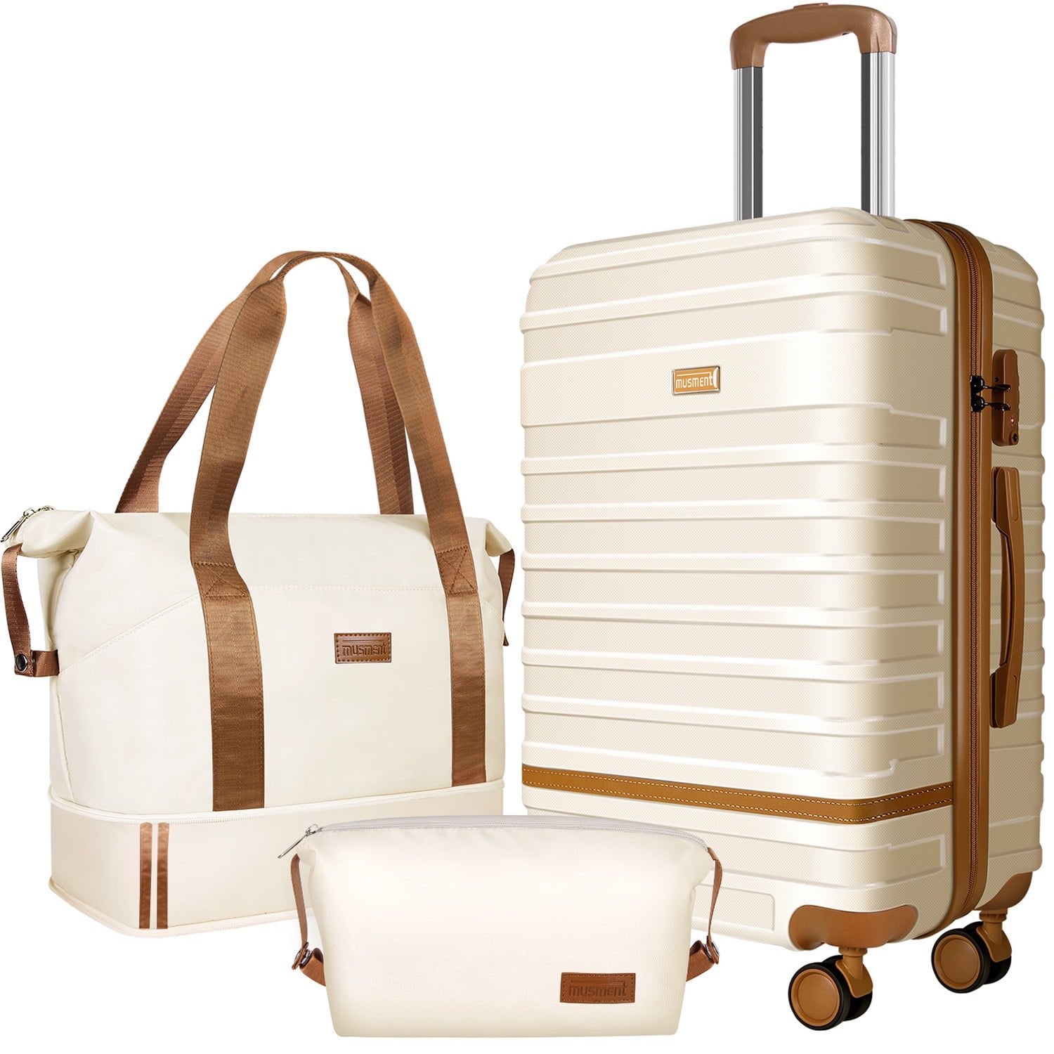 Carry On Luggage, 20 inch Expandable Suitcase Set Luggage Sets with TSA Lock and Double Spinner Wheels, Ivory White