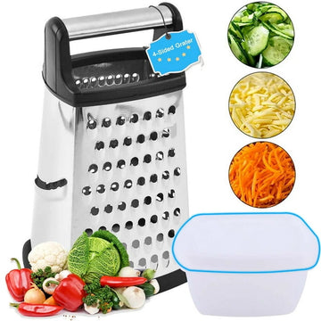 Cheese Grater Stainless Steel Cheese Grater with HandleMulti-functional Box Grater with Detachable Storage Container, Graters For Kitchen