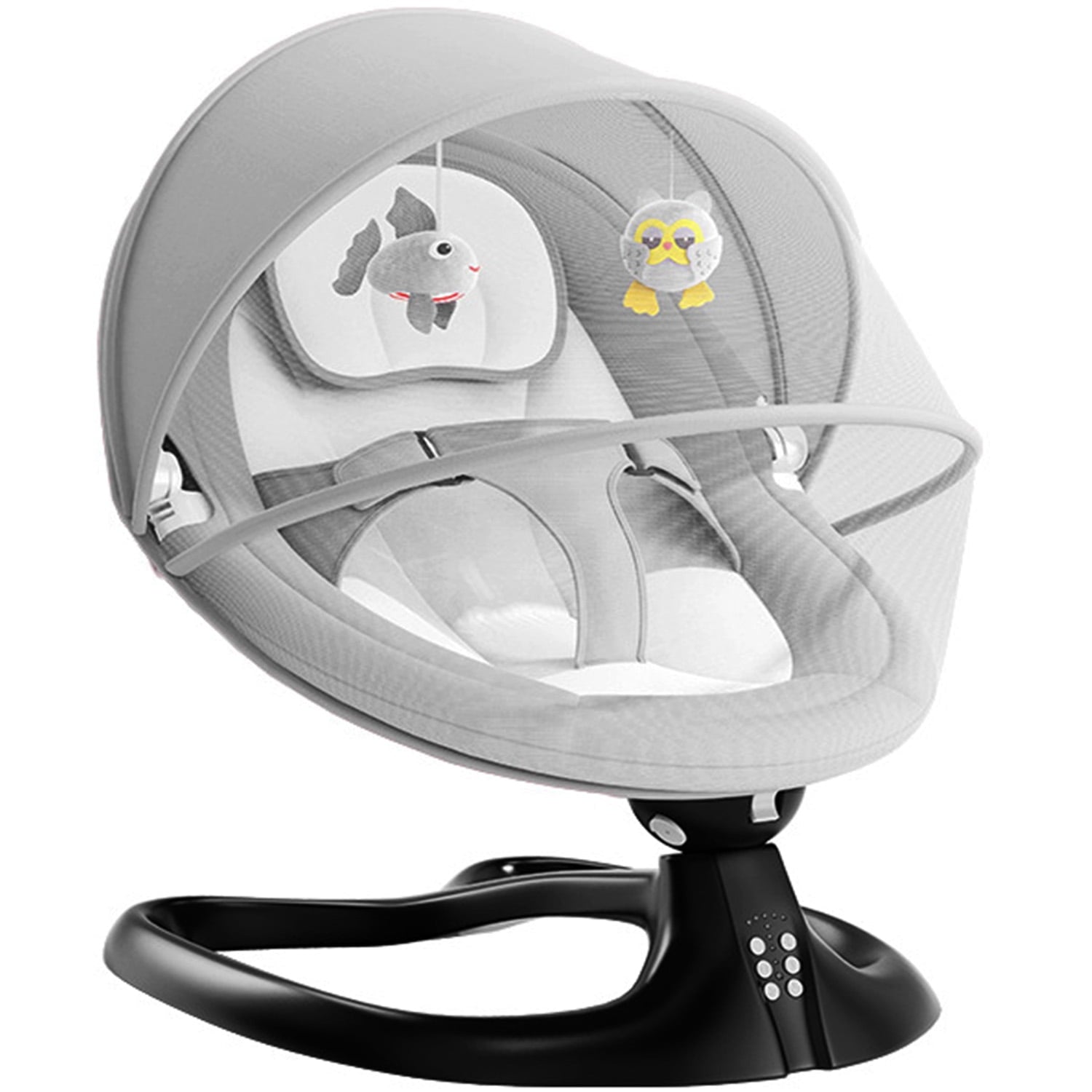 Electric Baby Swing for Infants, Baby Rocker for Infants with 5 Speeds, 10 Lullabies, Adapter & Battery Operated, Indoor & Outdoor Use, Remote Control