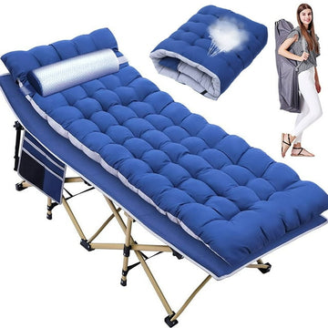 Folding Camping Cot, Portable Folding Bed for Adults, Heavy Duty Sleeping Cots, Outdoor Bed with Mattress, Outdoor Camping Cot with Carry Bag, Camping Cots for Camping Tent Office Outdoor Travel