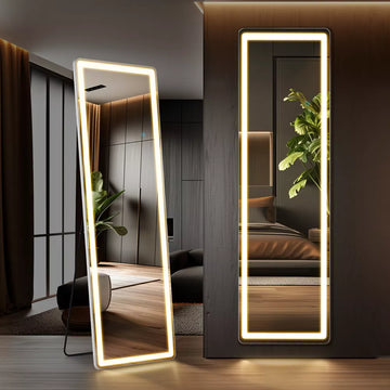 Musment 3 Color Lighting Mirror with LED Lights, Lighted Floor Standing Mirror with Stand, Wall Mounted Hanging