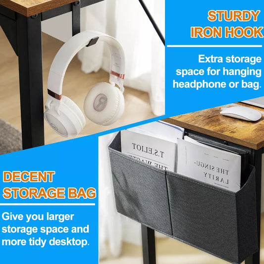 Musment Game Computer Desk with Storage, Home Office Modern Simple Style PC Table for Youth Student Adult
