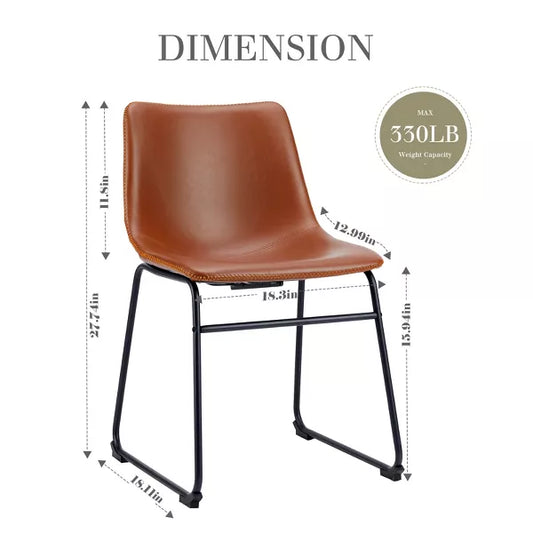 Musment Armless Industrial Faux Leather Barstools with Metal Legs and Footrest, Dining Chairs for Home Office Kitchen Island