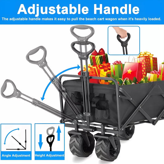 Musment 350 lbs Collapsible Wagon Cart with Wheels Foldable - Folding Utility Heavy Duty Wagons Carts