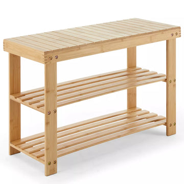 Musment 3-Tier Bamboo Shoe Rack Bench, Compact Storage Organizer, 286lb Capacity, Suitable for Entryway Bedroom Living Room Balcony