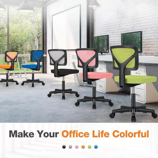 Musment Low-Back Mesh Armless Office Chair,Swivel Rolling Computer Chair No Arms with Lumbar Support