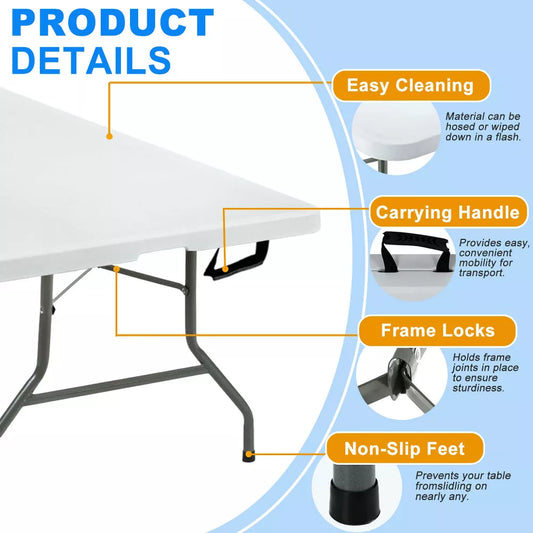 Musment 6ft Folding Table for Indoor Outdoor Camping Party