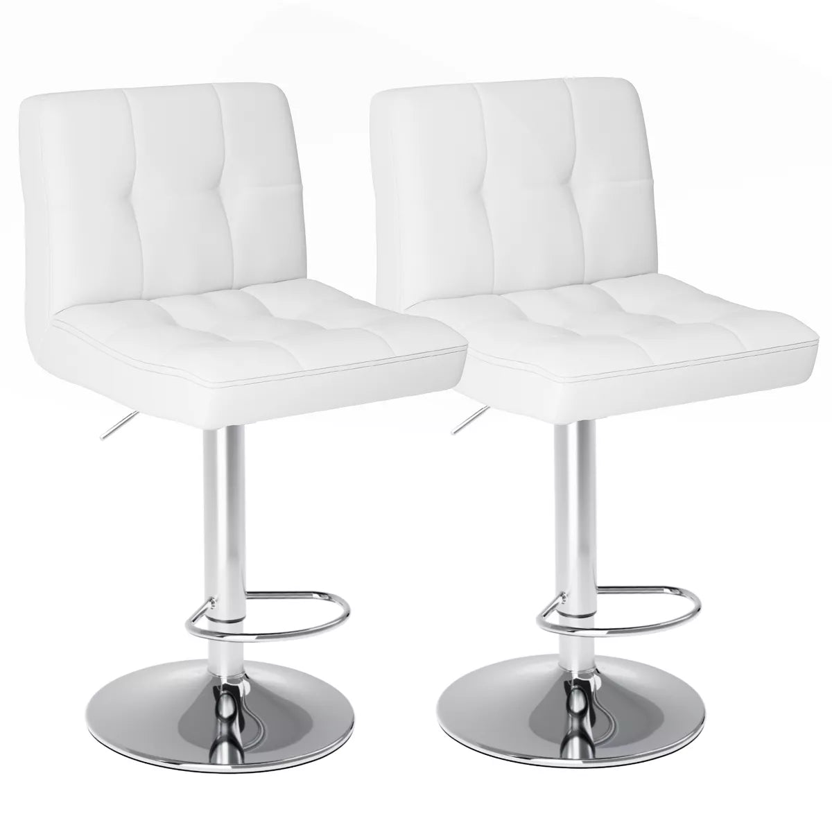 Musment Bar Stools Set of 4, Counter Height Barstools,Square Seat Cushion Barstool with Back, Height Adjustable PU Leather Swivel Barstool