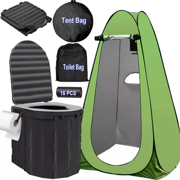 Musment Portale Foldable Camping Toilet Set with Privacy Tent, Black