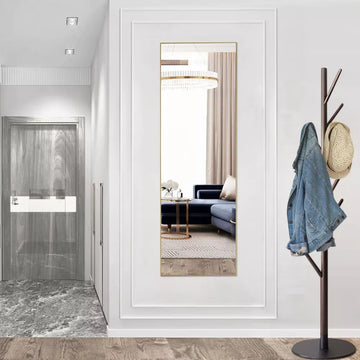 Musment Floor Standing Mirror, Wall Mirror with Stand Aluminum Alloy Thin Frame
