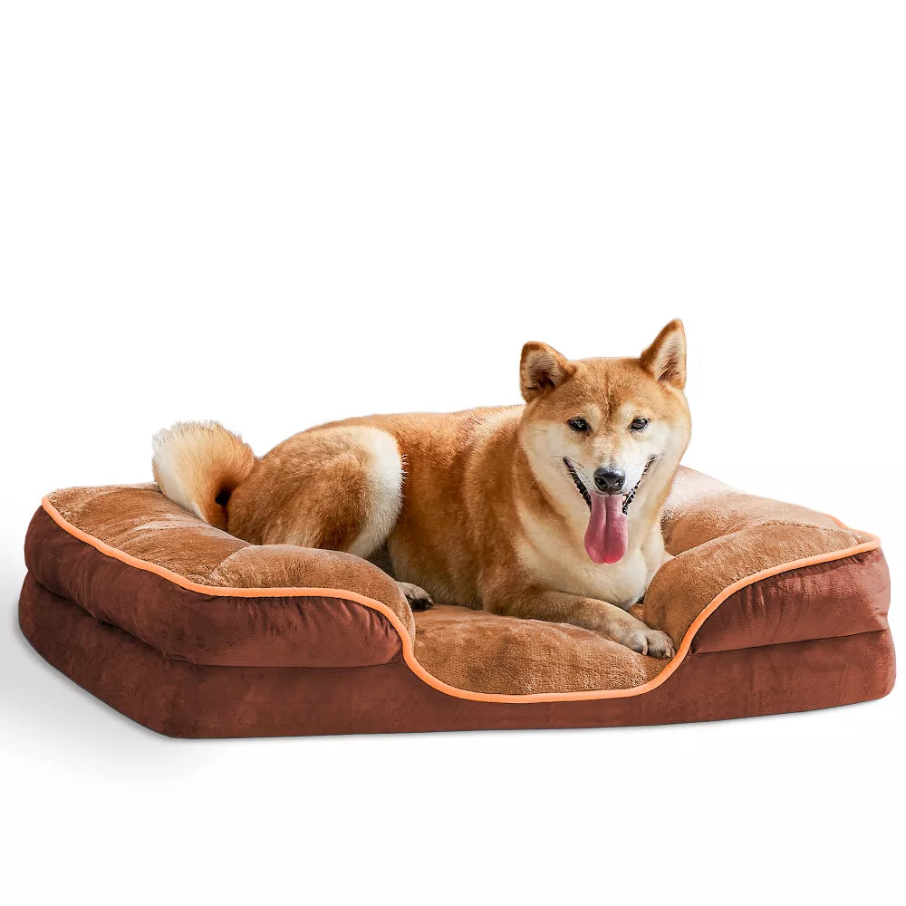 Memory Foam Pet Bed for Small Dogs & Cats with Washable Removable Cover Non-Slip Base Waterproof Liner