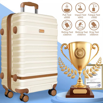 Musment 3 Piece Expandable Carry on Luggage, 20 inch Carry-on Suitcase Set Luggage Sets with TSA Lock and Double Spinner Wheels, Ivory White