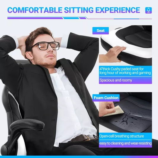 Musment PU Leather Ergonomic Office Chair Swivel Computer Gaming Chair with Lumbar Support