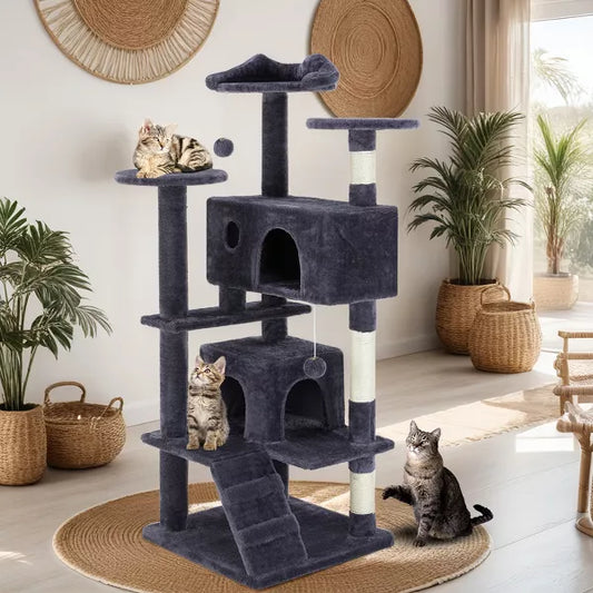 Musment Multi-functional cat tree house cat climbing frame, lounge and recreation area detachable toy, 54in