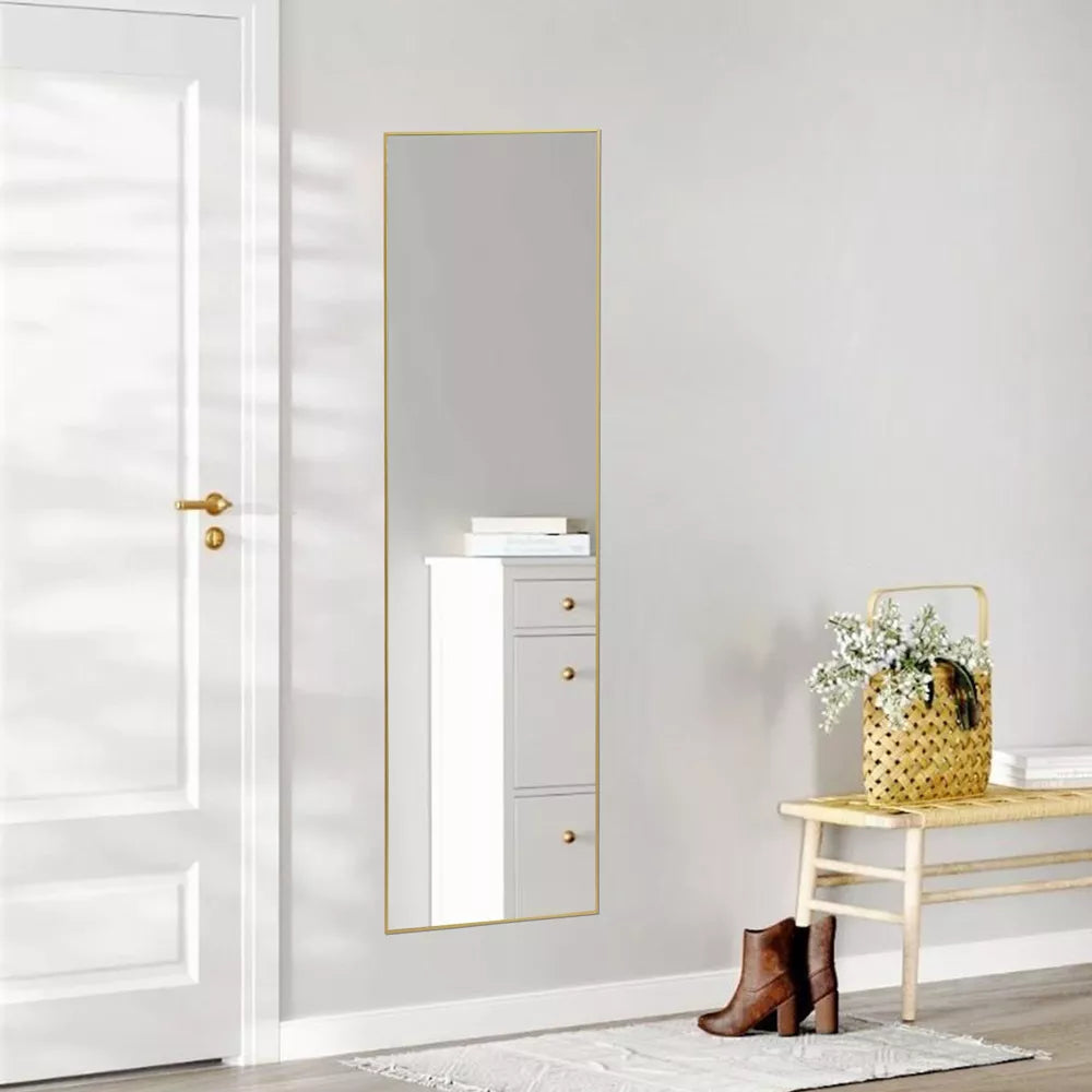 Musment Floor Standing Mirror, Wall Mirror with Stand Aluminum Alloy Thin Frame