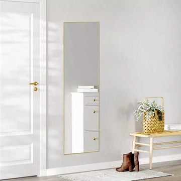 Musment Floor Standing Mirror, Wall Mirror with Stand Aluminum Alloy Thin Frame