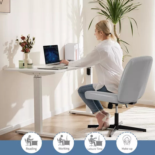 Musment Cross-Legged Chair,No Wheels Armless Swivel Home Office Chair