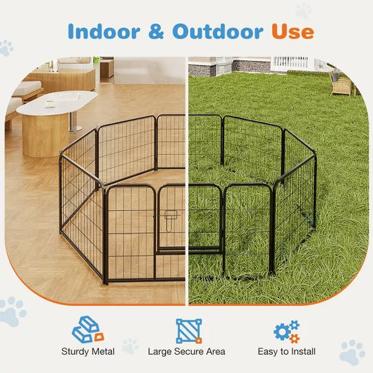 Musment Dog Playpen Indoor Fence 16Panel 40" Height Metal Exercise Pen with Door Small Puppy/Medium/Large Dogs Animal Pet for Outdoor, Garden, Yard
