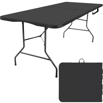 Musment 6 ft Fold-in-Half Folding Table, Indoor/Outdoor Essential, Black