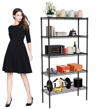Musment Storage Shelving Unit, Adjustable Metal Wire Racks Heavy Duty Standing Shelf Organizer for Kitchen, Closet, Pantry, Garage, Bathroom, Laundry