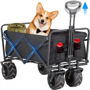 Musment Collapsible Foldable Wagon Cart, 350lbs Large Capacity Folding Wagon Cart with All-Terrain Wheels