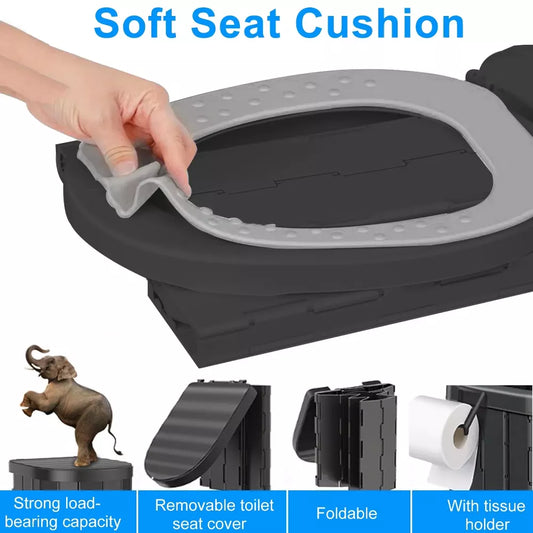 Musment Portale Foldable Camping Toilet Set with Privacy Tent, Black