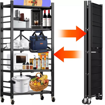Musment Storage Shelves, Closet Organizers and Storage Foldable Metal Shelving Units for Garage Kitchen, Collapsible Organizer Rack