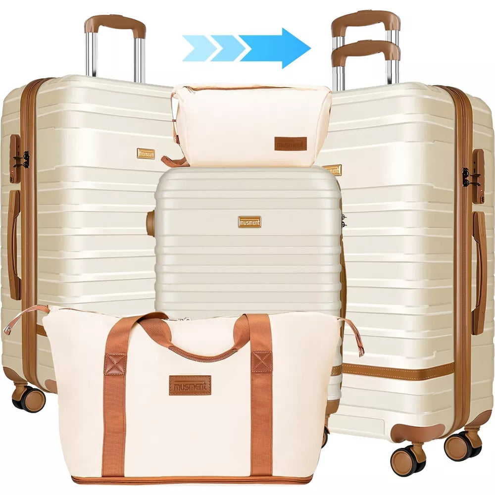 Musment 5 Piece Luggage Sets and Travel Duffel Bag, ABS Hardshell Hardside Checked Luggage with TSA Lock