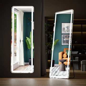 Musment 3 Color Lighting Mirror with LED Lights, Lighted Floor Standing Mirror with Stand, Wall Mounted Hanging
