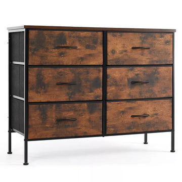 Tall Dresser Fabric Storage Tower ,Wooden Top for Kid Room, Closet, Entryway, Nursery