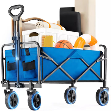 Musment Collapsible Wagon Cart, Portable Utility Wagon for Camping, Beach, Picnic, Shopping, Sports, and Grocery Transport