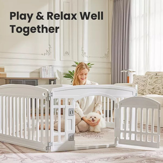 Musment Dog Playpen Safe & Secure Indoor/Outdoor Pet Fence | Folding & Portable | Ideal for Small to Medium Dogs | Easy to Clean