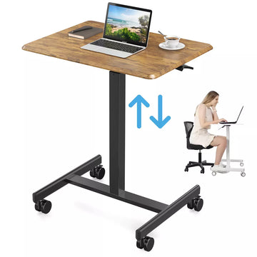 Musment Computer Desk, Mobile Desk with Metal Frame and Leg, Adjustable Height, 4 Wheels, Ergonomic Rolling Laptop Desk for Home Office