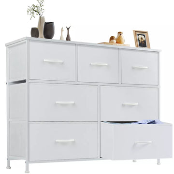 Tall Dresser Fabric Storage Tower ,Wooden Top for Kid Room, Closet, Entryway, Nursery