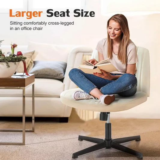 Musment Cross-Legged Chair,No Wheels Armless Swivel Home Office Chair