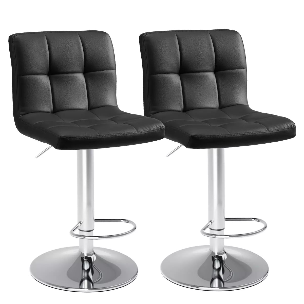Musment Bar Stools Set of 4, Counter Height Barstools,Square Seat Cushion Barstool with Back, Height Adjustable PU Leather Swivel Barstool