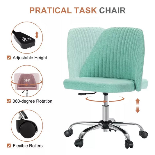 Musment Modern Fabric Armless Adjustable Swivel Office Desk Chairs with Wheels