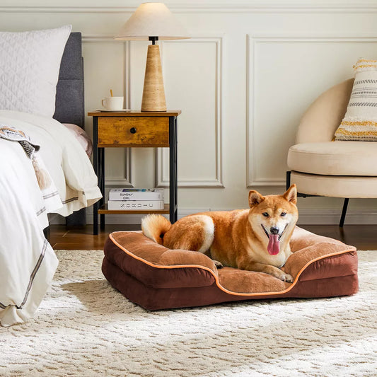 Memory Foam Pet Bed for Small Dogs & Cats with Washable Removable Cover Non-Slip Base Waterproof Liner